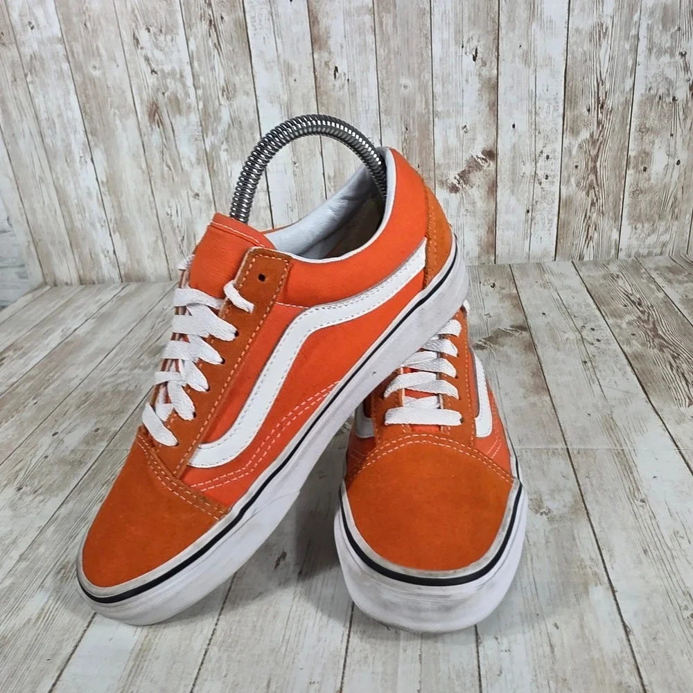 Vans Old‎ Skool Sneakers Orange Canvas Skate Shoes Women's Size 6.5